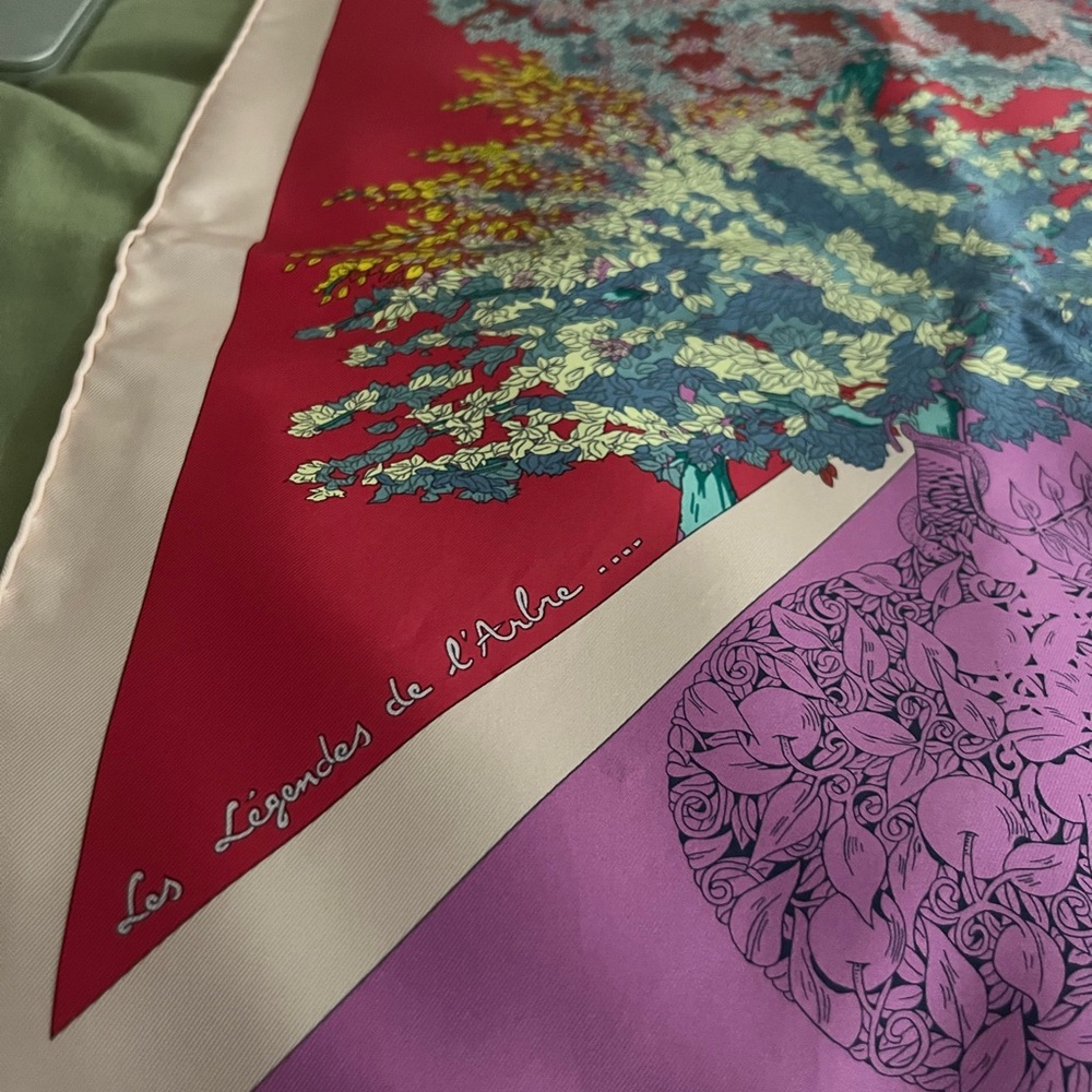 Colorful Silk Scarf with Floral Design